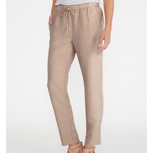 Eileen Fisher Tencel Lyocell & Linen Drawstring Ankle Pants Cream Tan Size Small